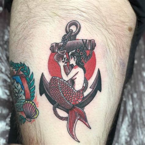 tattoos of mermaids|neo traditional mermaid tattoo.